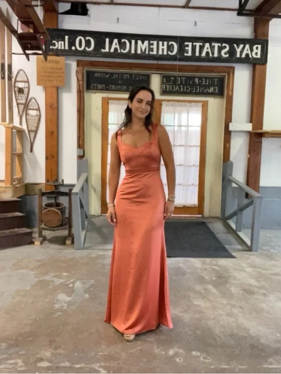 Terracotta Copper Blush Satin Gown - Picture 7 of 7